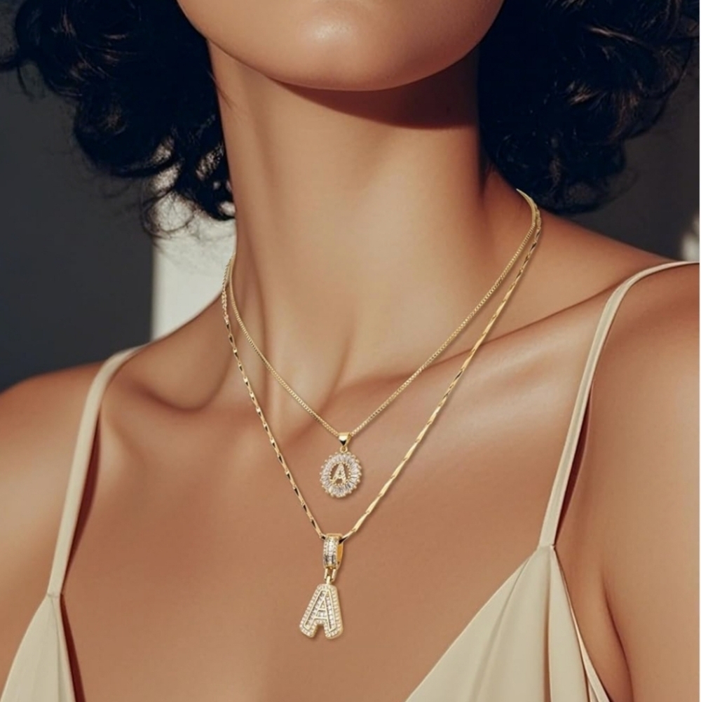 NIB YSTT Gold/Silver Layered Necklace Set Initial Pendant Multiple‎ Letters!!